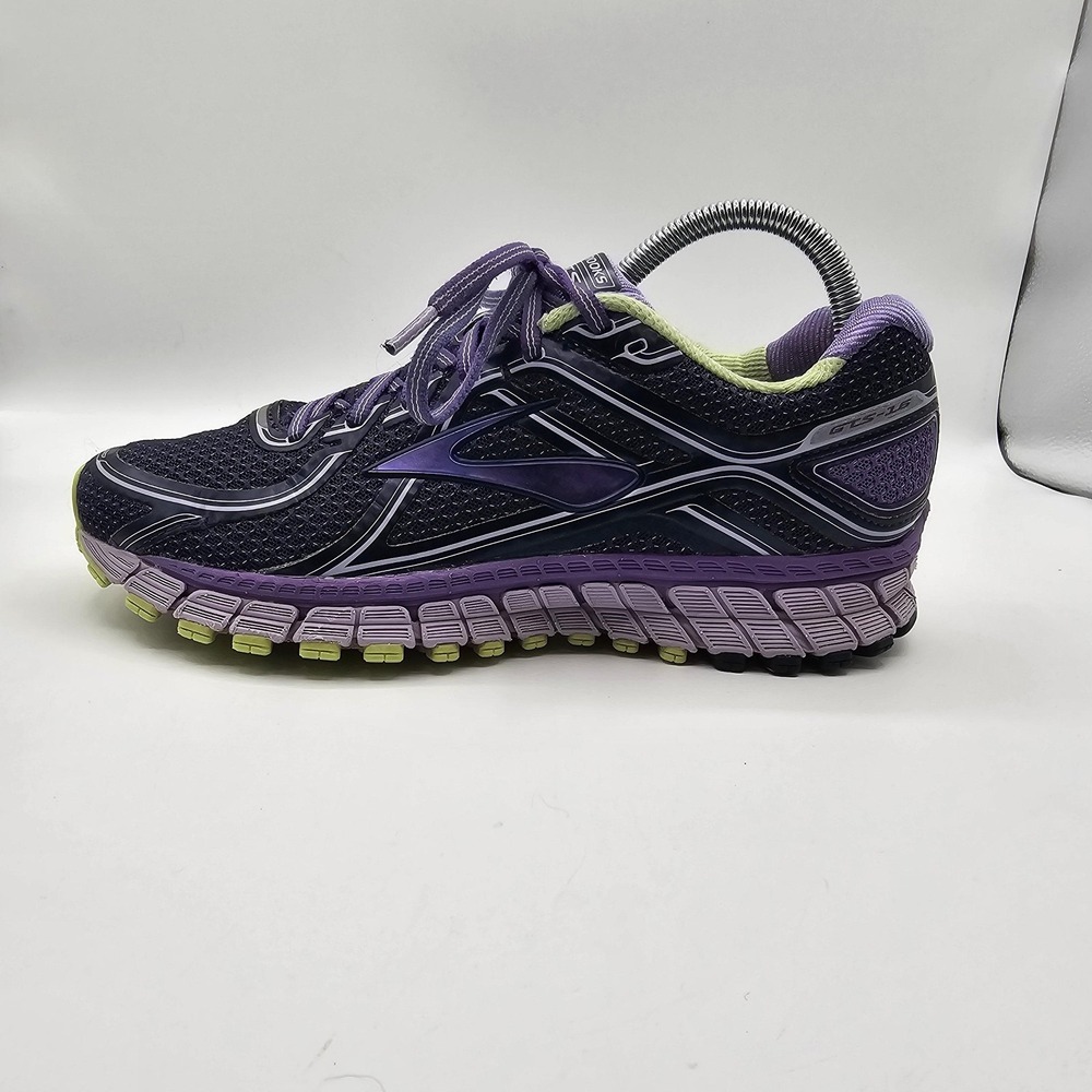 Brooks GTS 16 Shoes Womens‎ Size 9.5 Purple Black Lime Running Sneakers Support